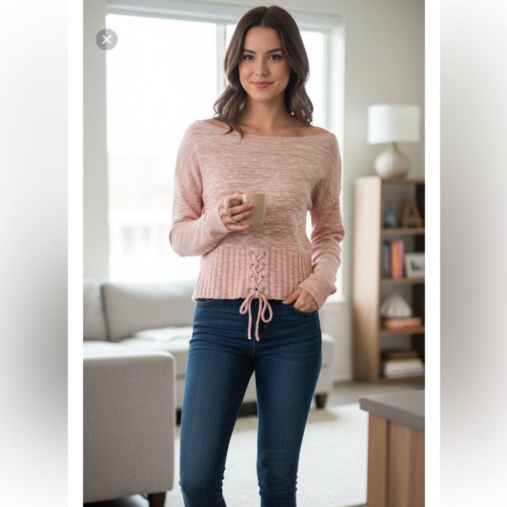 One Heart Sweater pink size M NWT
